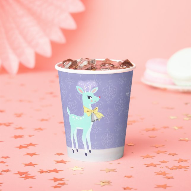 Blue Vintage Reindeer lavender Paper Cups (Insitu)