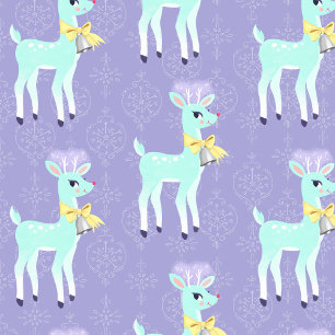 Blue Vintage Reindeer Lavender Wrapping Paper