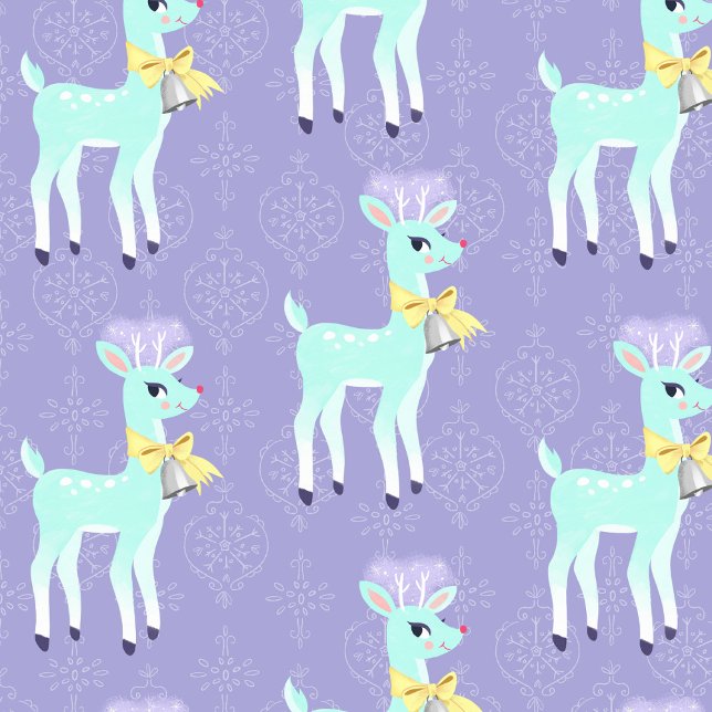 Blue Vintage Reindeer Lavender  Wrapping Paper (Creator Uploaded)