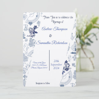 Blue Vintage Romance Wedding Invitations
