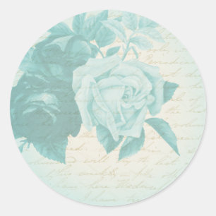 Blue vintage rose girly & feminine floral sticker
