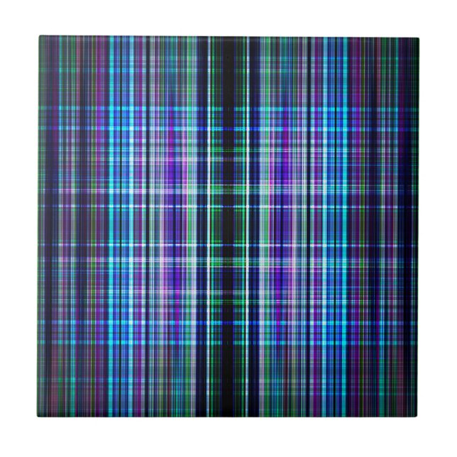 Blue vintage rough stripes pattern tile (Front)