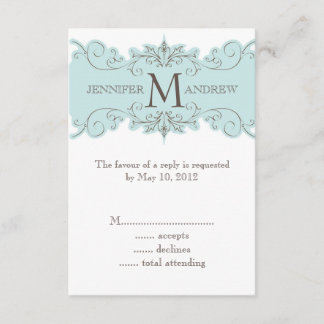 Blue Vintage RSVP Cards for Square Invites