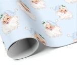 Blue Vintage Santa Christmas on Solid Blue Wrapping Paper<br><div class="desc">Blue Vintage Santa blue hat Santa wrapping paper,  Christmas wrapping paper.</div>