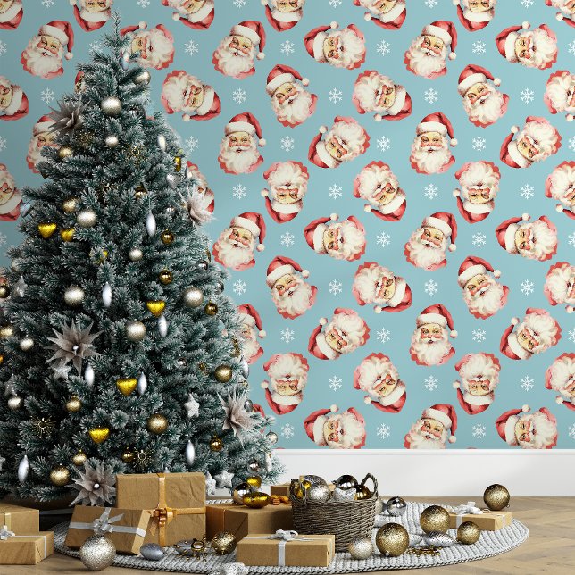 Blue Vintage Santa Claus Christmas Wallpaper (Creator Uploaded)