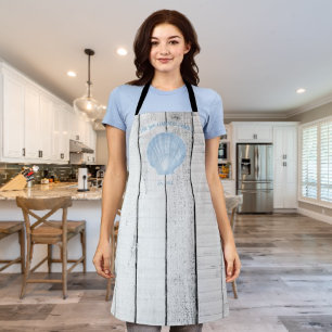 Blue Vintage Scallop Shell Apron
