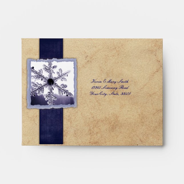 Blue Vintage Snowflake RSVP Envelopes (Front)