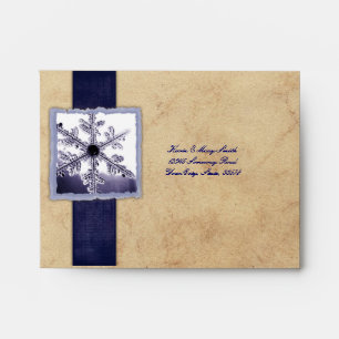 Blue Vintage Snowflake RSVP Envelopes