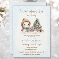 Blue Vintage Snowman Christmas Boy Baby Shower