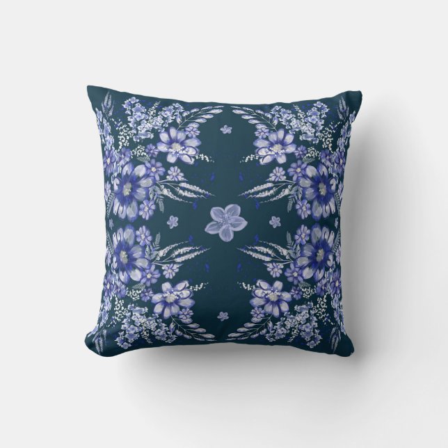 Blue Vintage Square Cushion (Front)