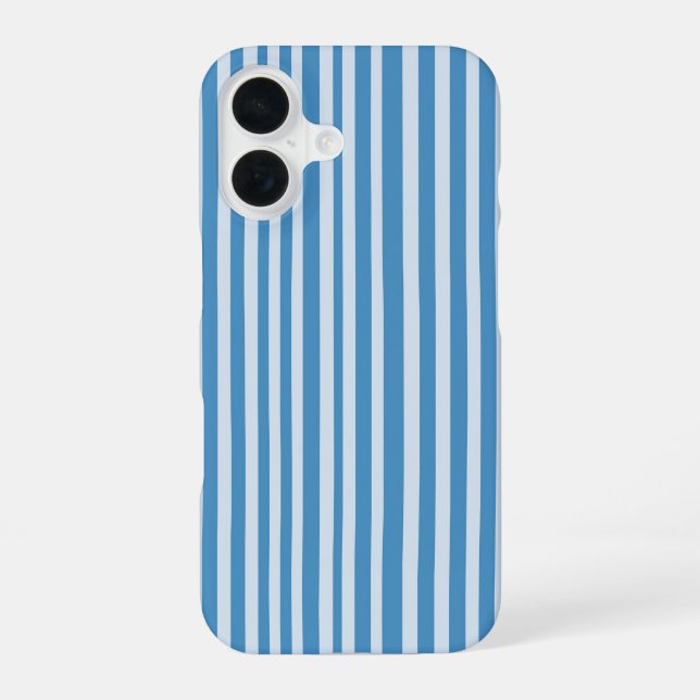 Blue Vintage Stripes Pattern iPhone 16 Case (Back)