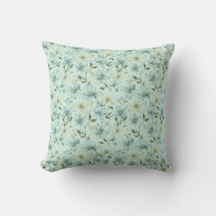 Blue vintage style floral damask pattern cushion
