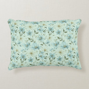 Blue vintage style floral damask pattern decorative cushion
