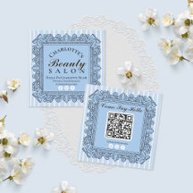 Blue Vintage Style Ornate Frame Salon Social Media