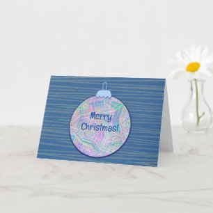 Blue Vintage Style Pretty Christmas Ornament Card