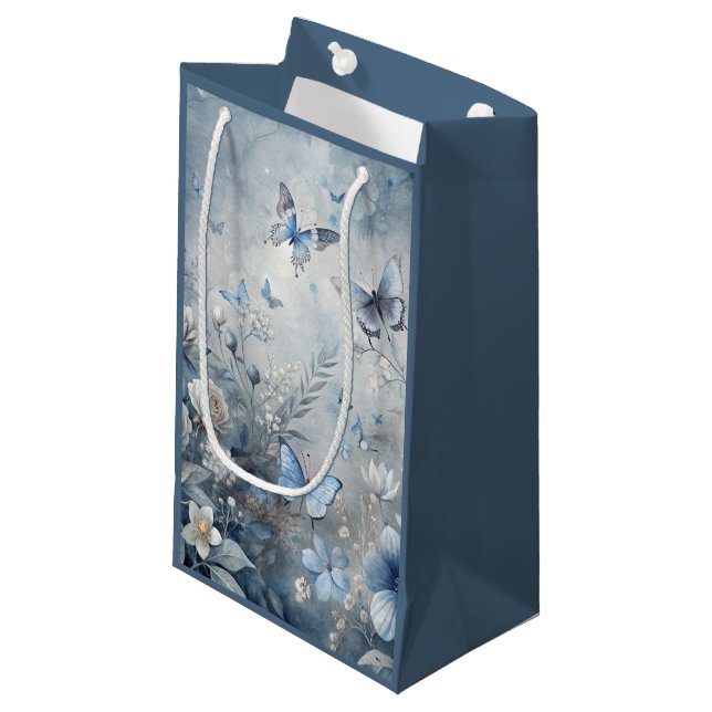 Blue Vintage Summer Print Small Gift Bag (Front Angled)
