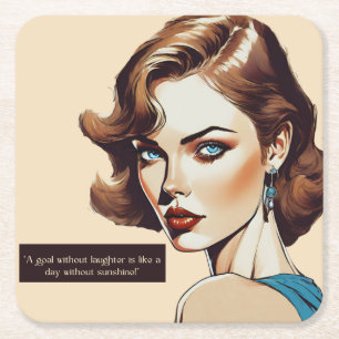 BLUE VINTAGE SUNSHINE QUOTE SQUARE PAPER COASTER