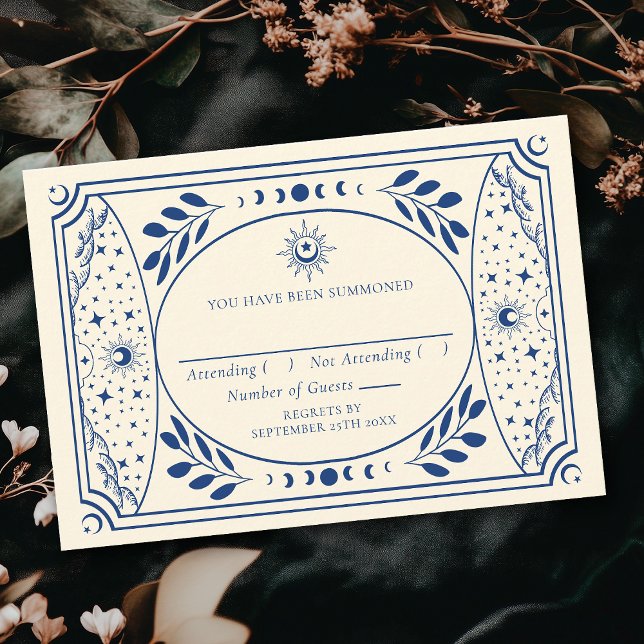 Blue Vintage Tarot Card Gothic Wedding RSVP (Creator Uploaded)
