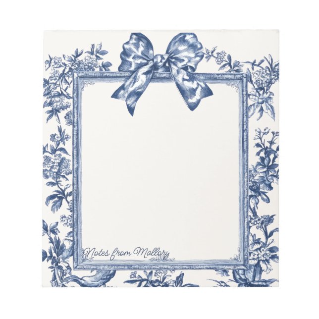 Blue Vintage Toile De Jouy Framed  Notepad (Front)