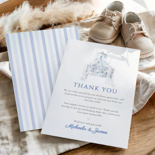 Blue Vintage Toile du Juoy Boy Baby Shower Thank You Card