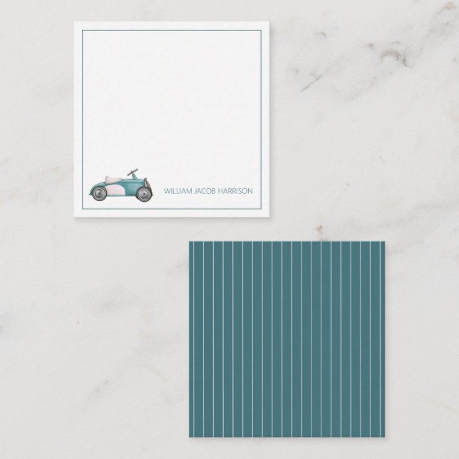 Blue Vintage Toy Car Personalised Card (Front/Back)