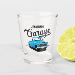 Blue Vintage Truck Name Custom Shot Glass