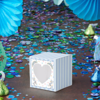 Blue Vintage Watercolor Horse Carousel Baby Shower Favour Box