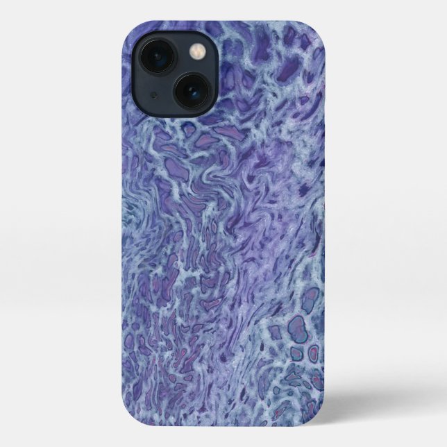 Blue & Violet Acrylic Abstract Fluid Art iPhone Case (Back)