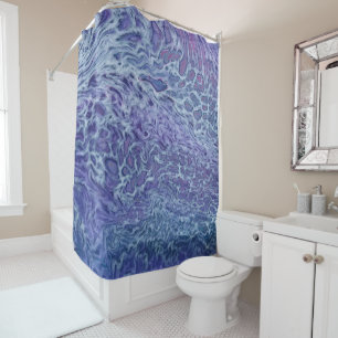 Blue & Violet Acrylic Abstract Fluid Art Shower Curtain