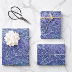Blue & Violet Acrylic Abstract Fluid Art Wrapping Paper Sheet