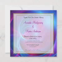 Blue Violet and Pink Cosmic Swirly Fracta Wedding