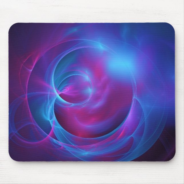 Blue Violet and Pink Cosmic Swirly Fractal Mouse Mat (Front)