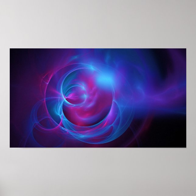 Blue Violet and Pink Cosmic Swirly fractal Poster (Front)