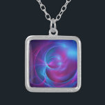 Blue Violet and Pink Cosmic Swirly Fractal Silver Plated Necklace<br><div class="desc">A surreal fractal image with circles and swirls coloured purple,  violet,  blue and pink creating a psychedelic abstract design. Has a cosmic outer space feel with a smooth texture,  glowing colours,  deep shadows and bright luminous highlights.</div>