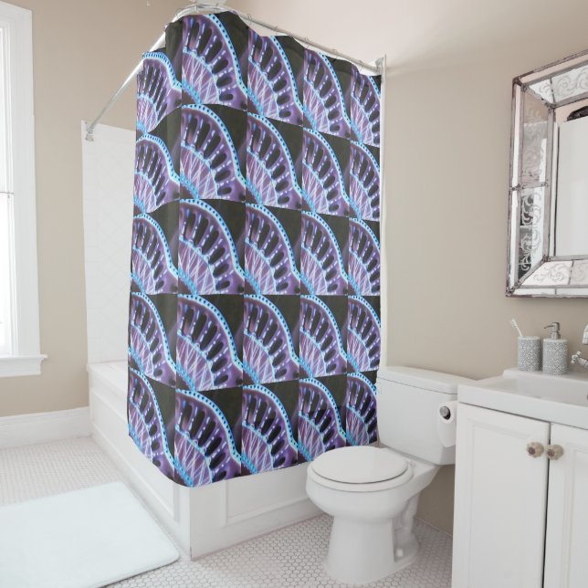 BLUE VIOLET ARCHITECTURAL FANS SHOWER CURTAIN (In Situ)