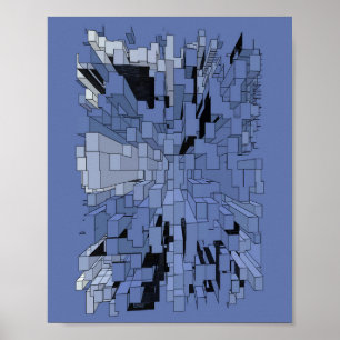 Blue violet city poster