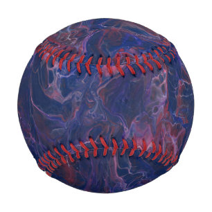 Blue Violet & Coral Red Marble Acrylic Abstraction Baseball