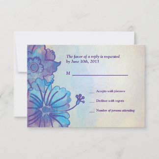 Blue & Violet Floral Watercolor RSVP Cards