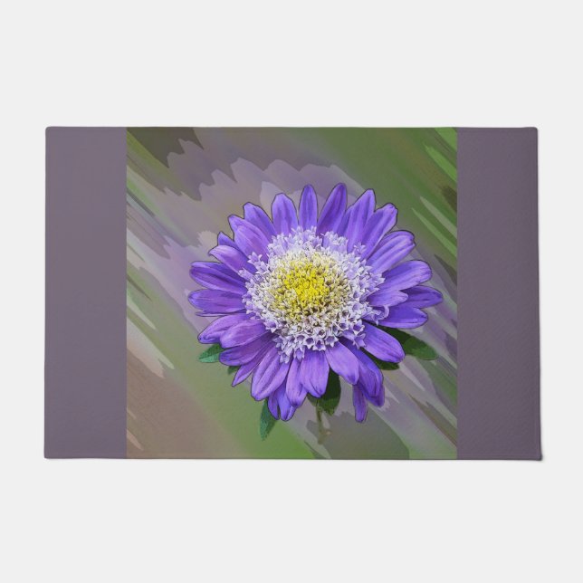 blue violet flower doormat (Front)