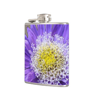 blue violet flower hip flask