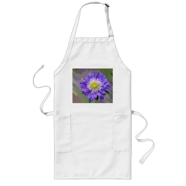 blue violet flower long apron (Front)