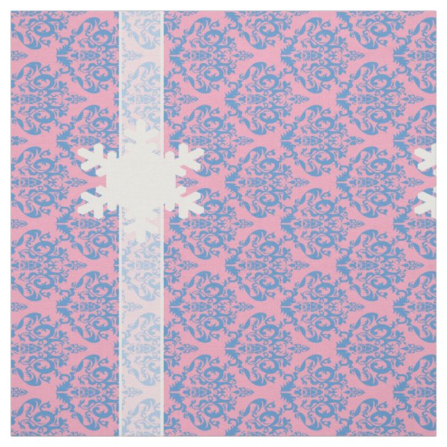 Blue Violet Frosted Orchid Damask with Snowflake Fabric (Swatch)