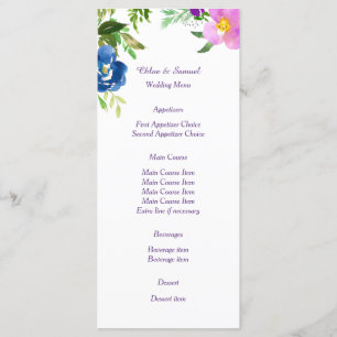 Blue Violet Garden Wedding Menu
