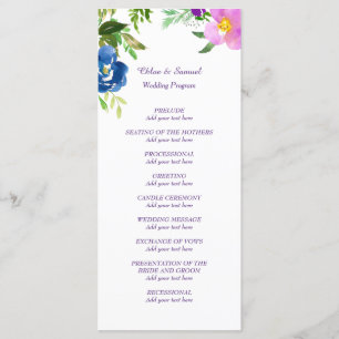 Blue Violet Garden Wedding Program Programme
