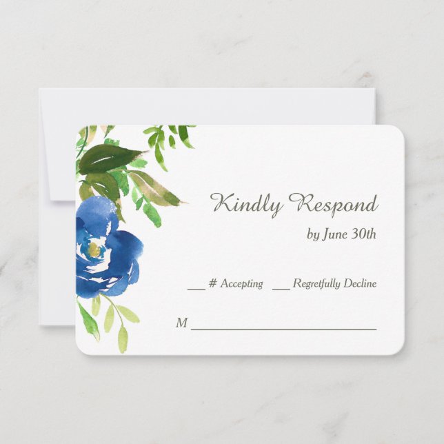 Blue Violet Garden Wedding RSVP (Front)