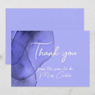 Blue violet lavender watercolor thank you card