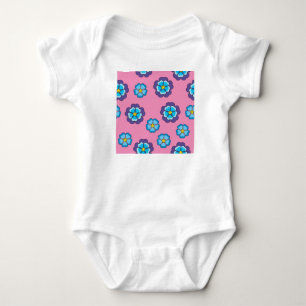 Blue Violet Pink Floral Pattern Baby Bodysuit