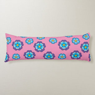 Blue Violet Pink Floral Pattern Body Cushion