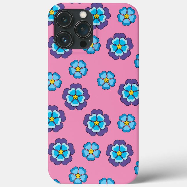 Blue Violet Pink Floral Pattern Case-Mate iPhone Case (Back)