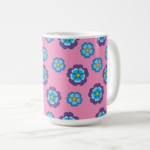 Blue Violet Pink Floral Pattern Coffee Mug